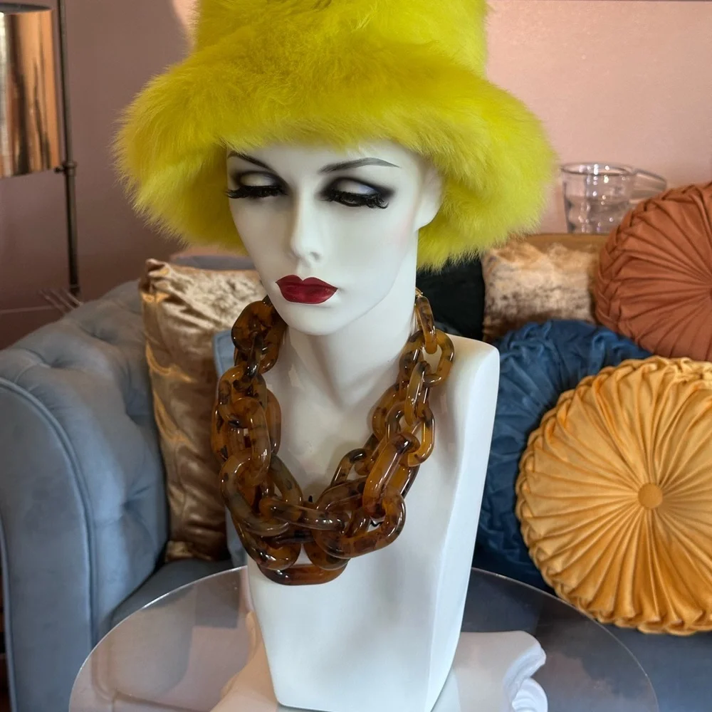 Eila Hat in Toscana shearling by Onar Studios Greece. Neon 90’s Bucket Hat - Picture 3 of 8